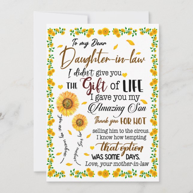 Convite Amantes da Filha | Para Minha Querida Nora (Frente)