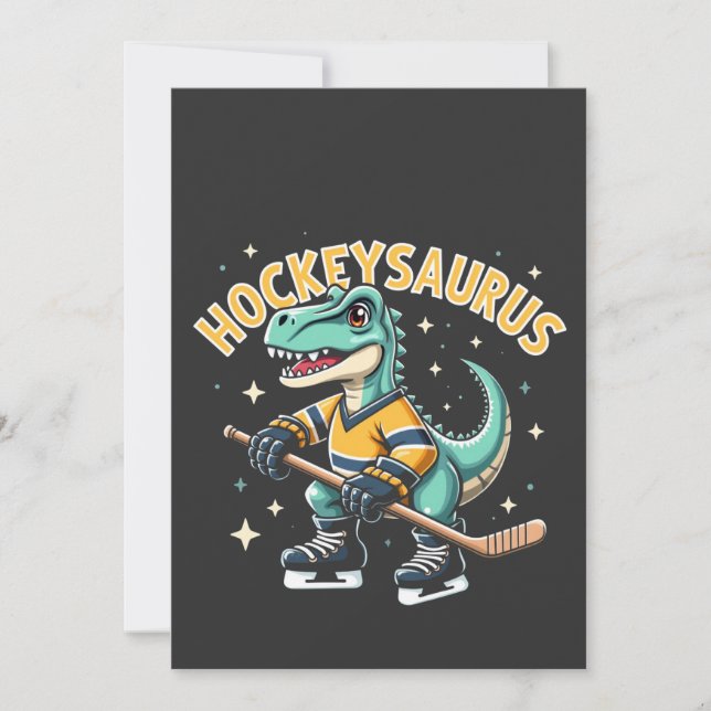 Convite Amantes de Hockeysaurus Hóquei no Gelo Dinossauros (Frente)