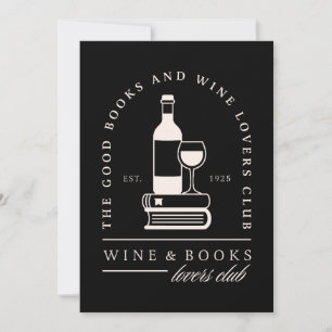 Convite Amantes de vinho e livros lendo em uma noite de ga