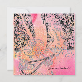 CONVITE AMANTES ROMÂNTICOS, ROMANCE EM BRILHOS ROSA FÚCSIA