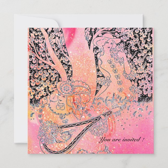 CONVITE AMANTES ROMÂNTICOS, ROMANCE EM PINK FUCHSIA ESPUKL (Frente)