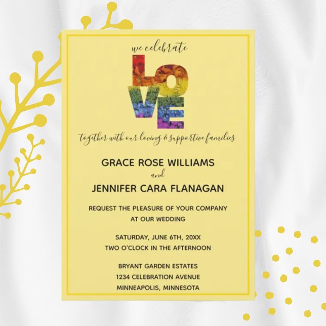 Convite AMAR Coleção de Casamentos Mesmos Sexo Amarelo (Criador carregado)