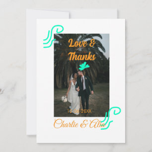 Convite Amar e obrigados casal de casamento foto moderna a