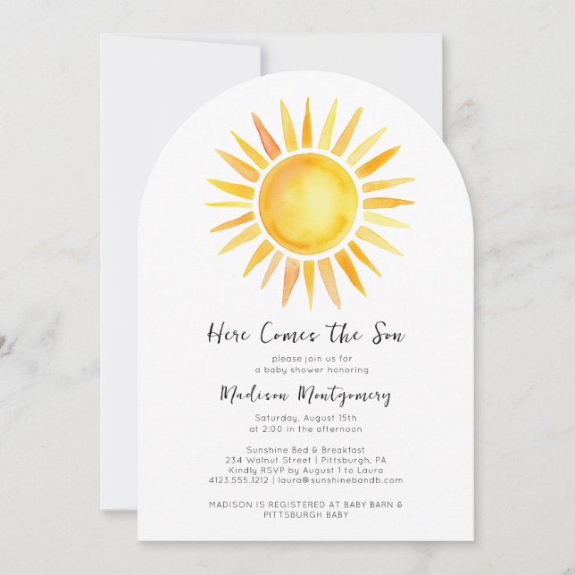 Convite Amarelo alegre vem o Chá de fraldas do filho (Frente)