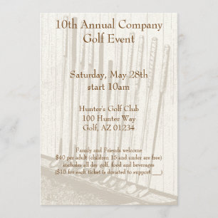 Convite Amarelo antigo do vintage & clubes de golfe de