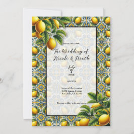 Convite Amarelo Azul Capri Limão Mediterrâneo Azulejo Casa