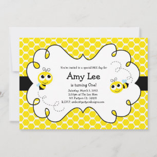 Convite Amarelo Bumble Bee Babee Birthday