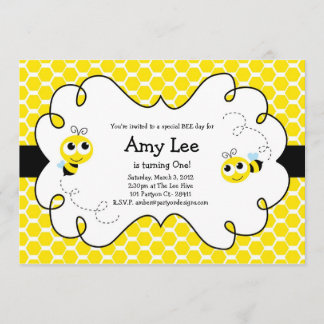 Convite Amarelo Bumble Bee Babee Birthday