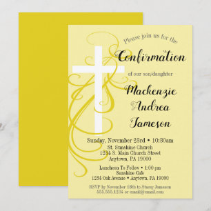 Convite amarelo da confirmação da cruz do