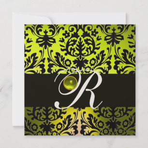 Convite AMARELO DAMASK MONOGRAM TOPAZ Champagne NEGRO
