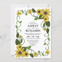 Amarelo de Girassol Floral Botânico Desenhado à Mã