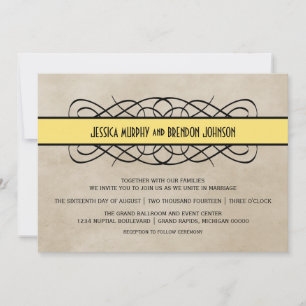 Convite amarelo do casamento da beira do Flourish
