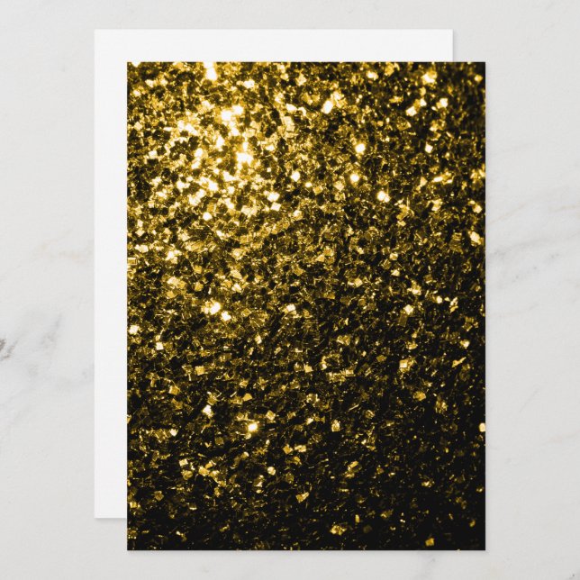 Convite Amarelo dourado escuro brilho falso personalizar f (Frente/Verso)