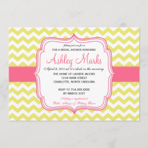 Convite amarelo e cor-de-rosa de Chevron