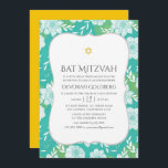Convite Amarelo e Teal Bat Mitzvah<br><div class="desc">Convite bat mitzvah para temas amarelo e turquesa concebido para ser rápida e facilmente personalizado de acordo com as suas especificações de evento.</div>