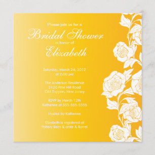 Convite Amarelo floral elegante do chá de panela