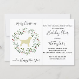 Convite Amarelo Labrador Feliz Natal Labrador Retriever