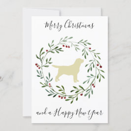 Convite Amarelo Labrador Feliz Natal Labrador Retriever