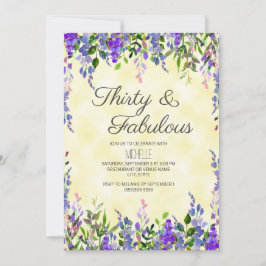 Convite Amarelo-Lavanda-d'água 30 e aniversário fabuloso