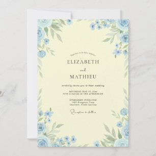 Convite Amarelo Manteiga Romântico Floral Casamento