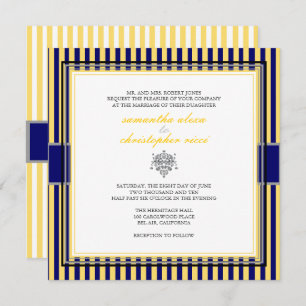 CONVITE AMARELO+MARINHO BLUE STRIPS WEDDING
