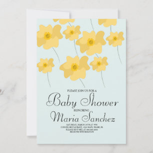 Convite Amarelo Ousado Floral Bebê Chuveiro Pastel Papoula