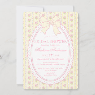 Convite Amarelo Pastel Antigo Fancy Floral Chá de Bebê de