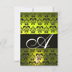 CONVITE AMARELO PRETO DAMASCO MONOGRAMA BRANCO