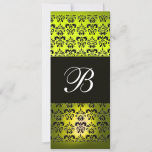Convite AMARELO  PRETO  MONOGRAMA DAMASCO , branco