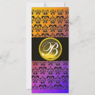 CONVITE AMARELO PRETO ROXO DAMASCO TOPÁZIO MONOGRAMA