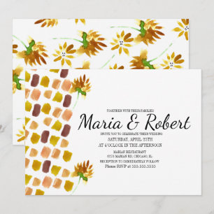 Convite Amarelo Primavera Florais Aquarela Pinceladas Pint