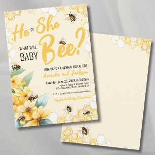 Convite Amarelo Revelação do Sexo do Bebê Festa BEE
