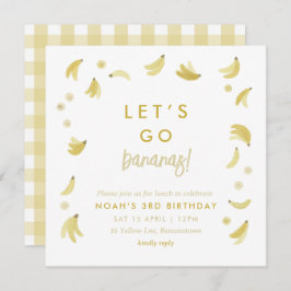 Convite Amarelo vamos Bananas Aniversário Tema do Partido 