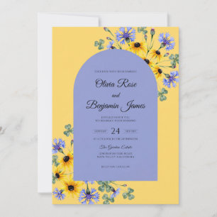 Convite Amarelo Vinca Girassol Cinza Eucalipto Weddin