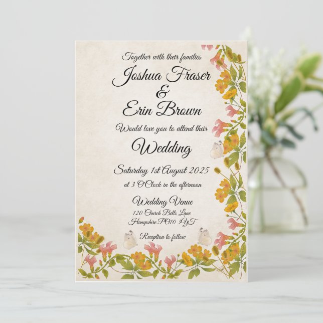 Convite amarelo vitoriano (Em pé/Frente)