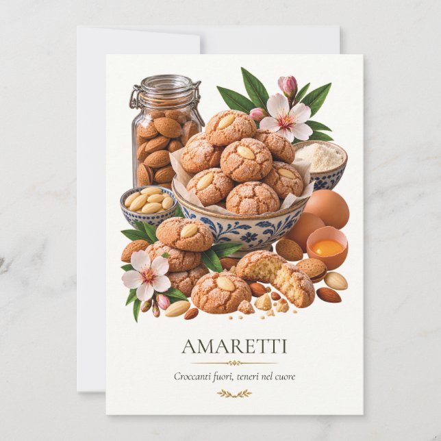 Convite Amaretti – Vintage Italian Dessert (Frente)