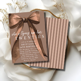 Convite Amarrando Meus 20 Anos Laço Marrom Coquete 30º Ani