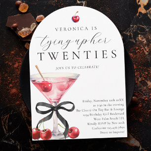 Convite Amarrando Minha Década de Vinte Cherry Martini Ani