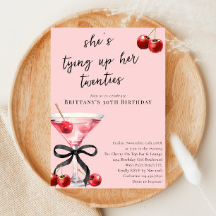 Convite Amarrando Minha Década de Vinte Cherry Martini Ani