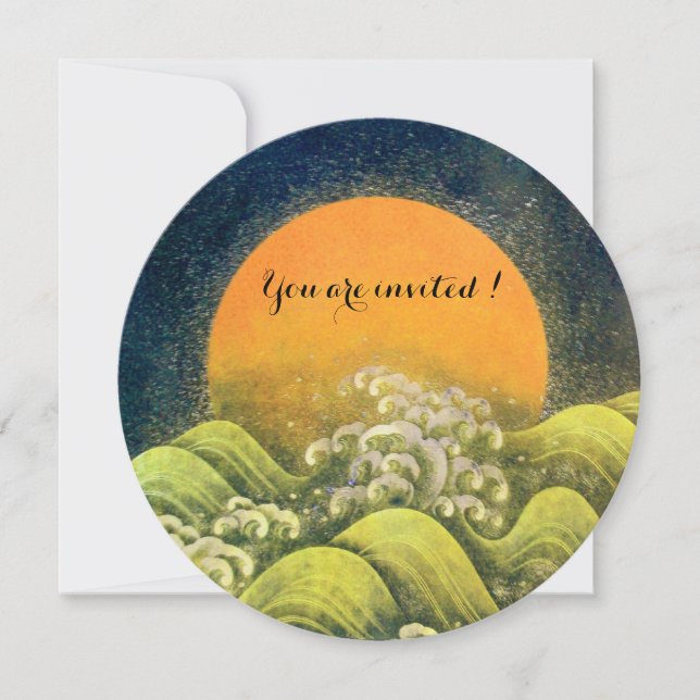 Convite AMATERASU, DEUSA DO SOL, Amarelo preto marrom (Frente)