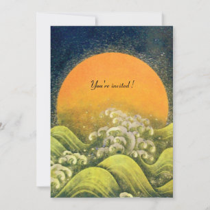 Convite AMATERASU, DEUSA DO SOL, amarelo verde preto