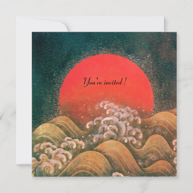 Convite AMATERASU, DEUSA DO SOL, vermelho preto marrom (Frente)