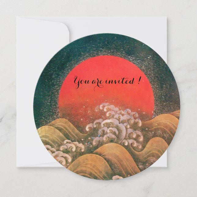 Convite AMATERASU, SUN GODDESE, vermelho preto (Frente)