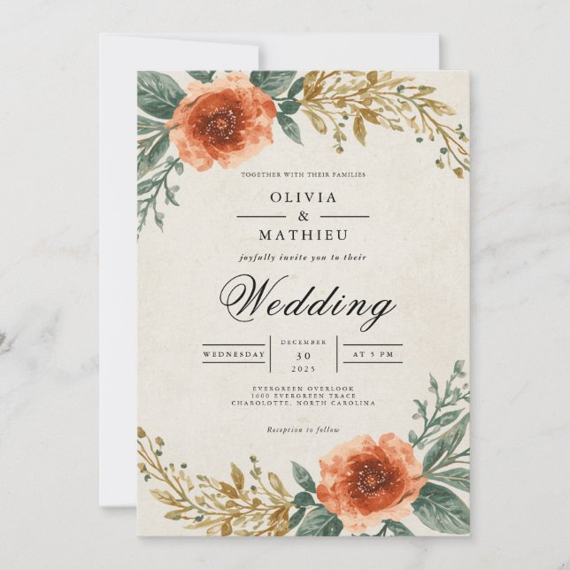 Convite Amber Floral Arch Wedding (Frente)