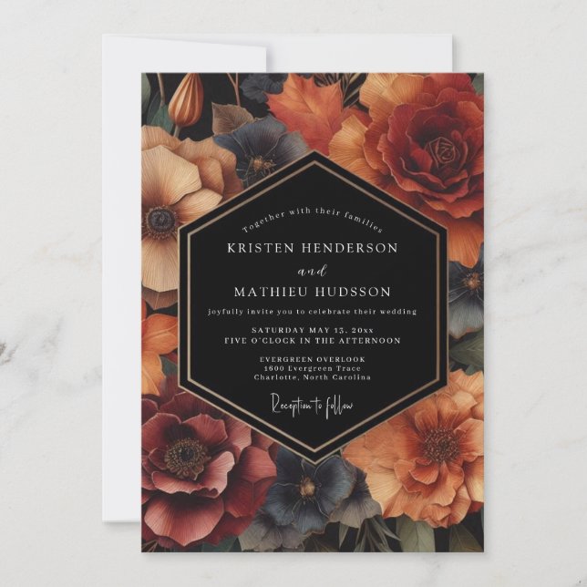 Convite Amber Floral Harvest Wedding (Frente)
