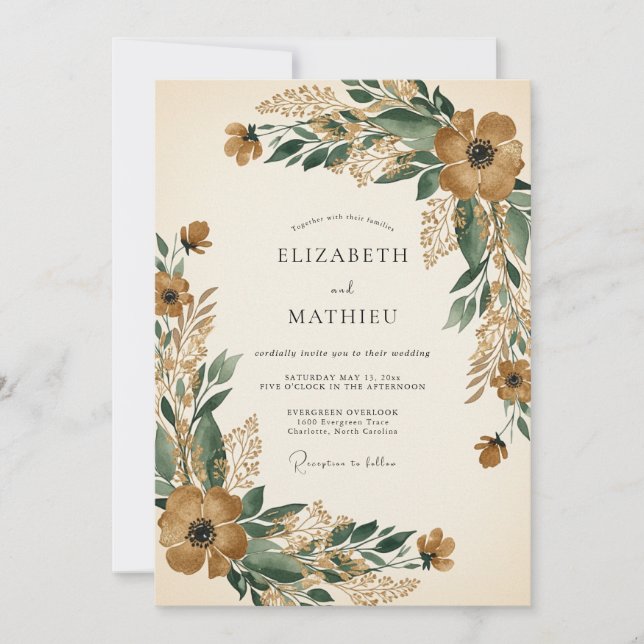 Convite Amber Ornate Autumnal Wedding (Frente)