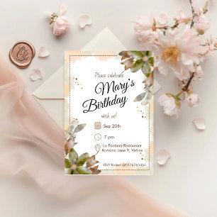 Convite Amber Watercolor Florals Aniversário