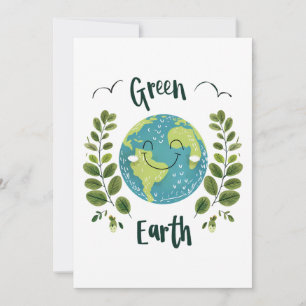 Convite Ambiente mundial - Terra sorridente com Terra Verd