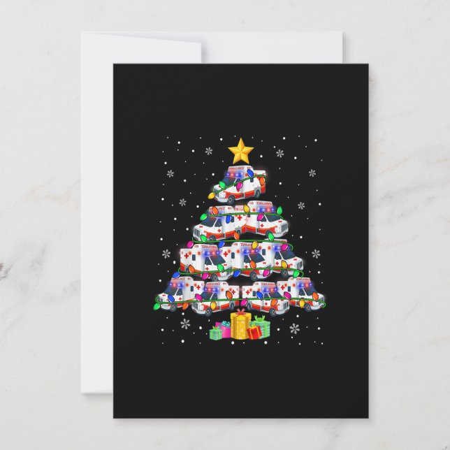 Convite Ambulância Carro Árvore de Natal Xmas Luz Engraçad (Frente)