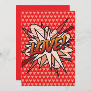 Convite AME A Arte De Pop De Livro De Comic Retro Divertid